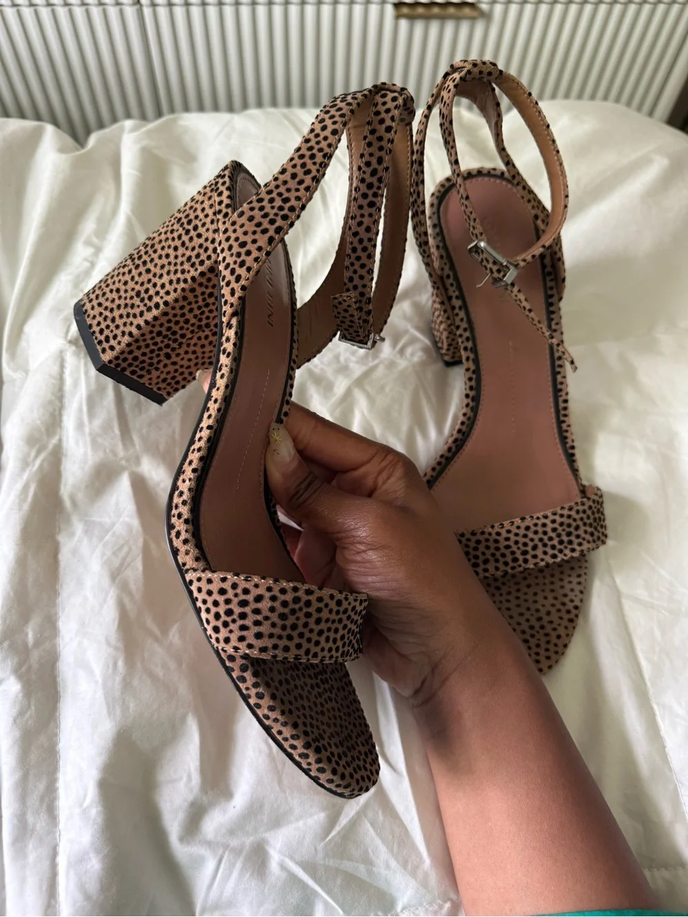 Gianni Bini Arleena cheetah print block heel sandals in tan/black